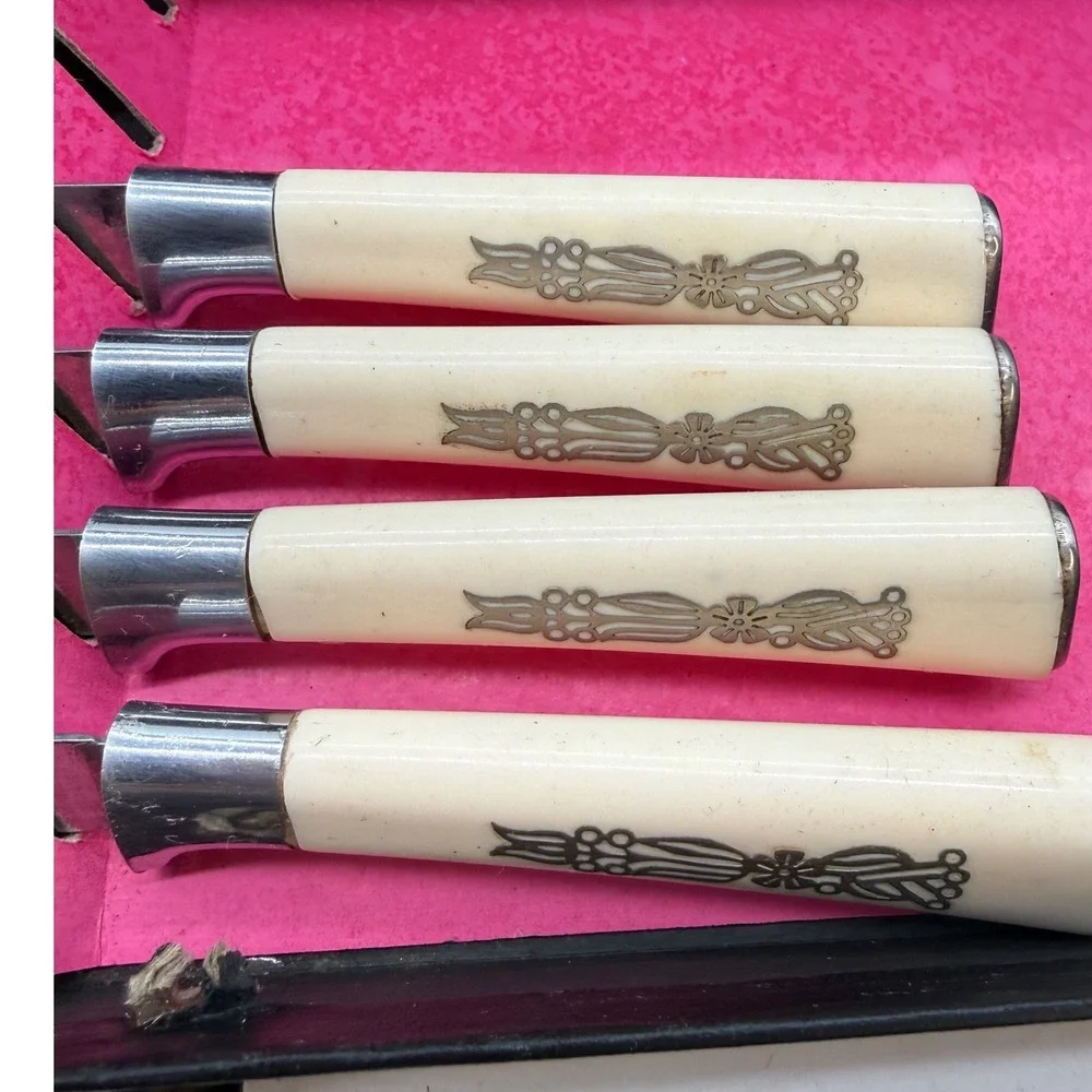 Vtg Armack Solingen Germany Stainless Steel Carving & Steak Knife Set 7pc Box